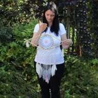 Protection Dream Catcher - Med Macrame Eye Blue/White/Pink