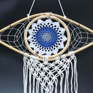 Protection Dream Catcher - Med Macrame Eye White/Blue/Grey