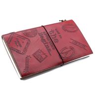 Handmade Leather Journal- The Adventure Begins - Red 22x12x1.5 cm (80 pages)