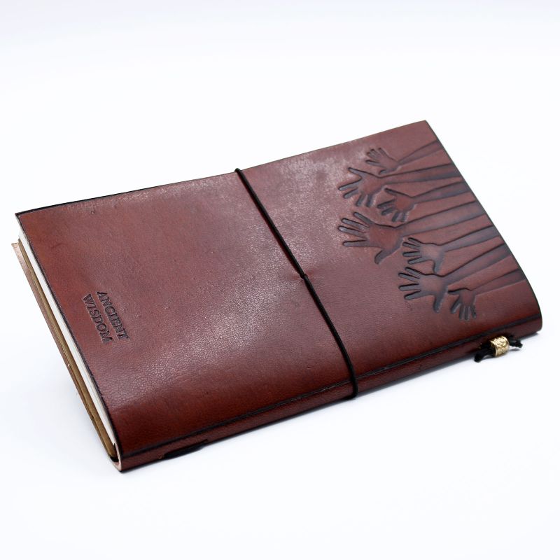 Handmade Leather Journal - True Friends - Brown 22x12x1.5 cm (80 pages)