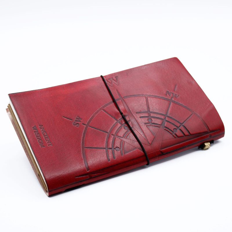 Handmade Leather Journal - Little Book of Big Plans - Red 22x12x1.5 cm (80 pages)