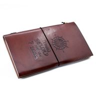 Handmade Leather Journal - Travel the World - Brown 22x12x1.5 cm (80 pages)