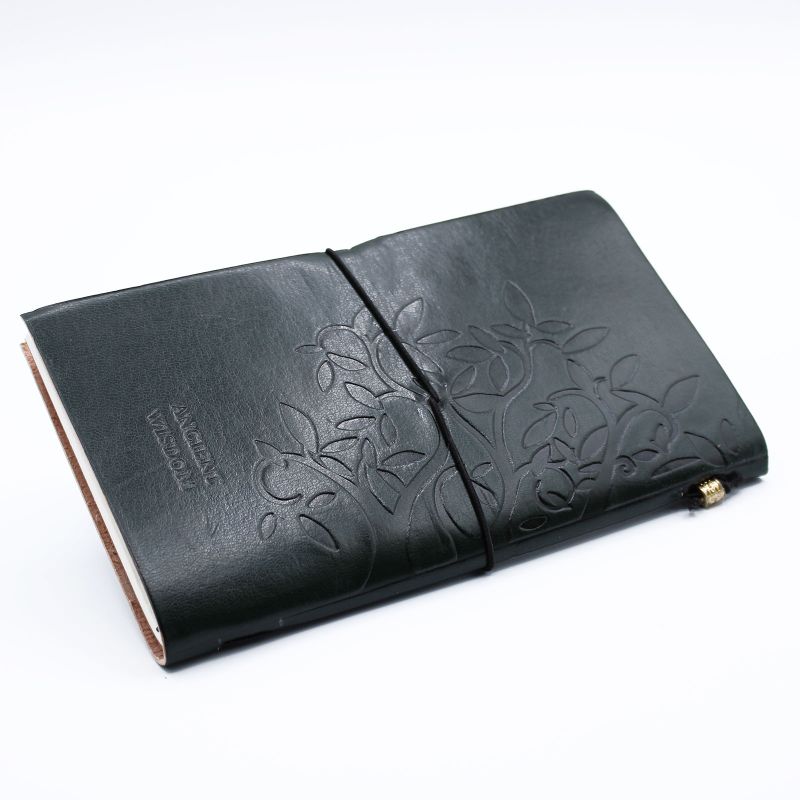Handmade Leather Journal - Tree of Life - Green 22x12x1.5 cm (80 pages)