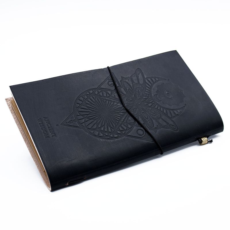 Handmade Leather Journal - My Book of Spells and other Thoughts - Black 22x12x1.5 cm (80 pages)