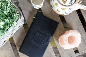 Handmade Leather Journal - My Book of Spells and other Thoughts - Black 22x12x1.5 cm (80 pages)