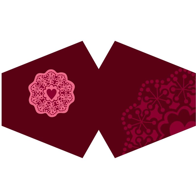 Reusable Fashion Face Mask - Red Mandala Heart (Adult)
