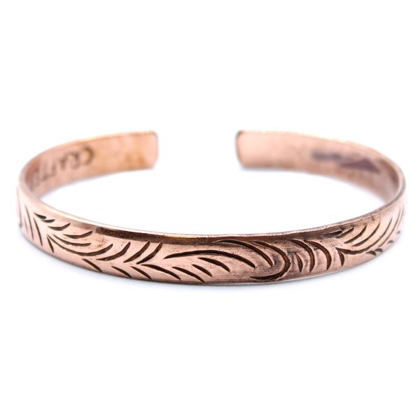 Copper Tibetan Bracelet - Slim Tribal Swirls