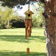 Round Seagrass Bird House with Chimes 45x17cm