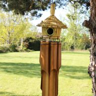 Lrg Round Seagrass Bird House with Chimes 56x20cm