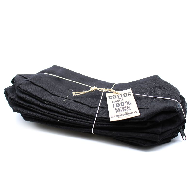 Black Cotton Toiletry Bag 10 oz - Classic Square