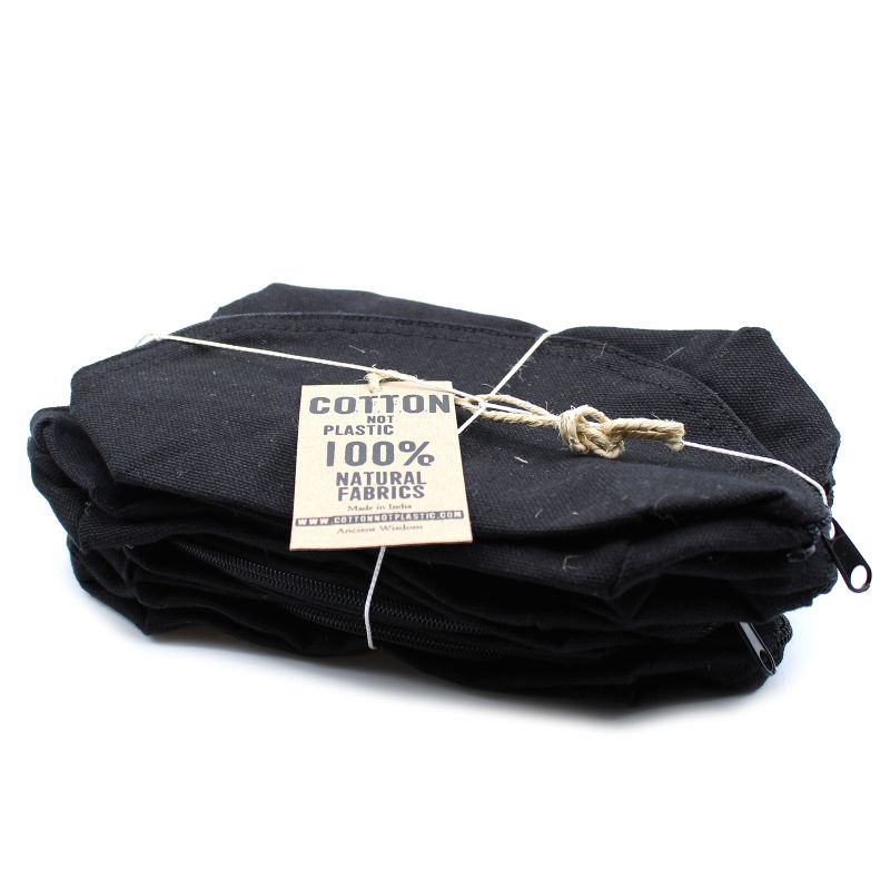 Black Cotton Toiletry Bag 10 oz - Moon Bag