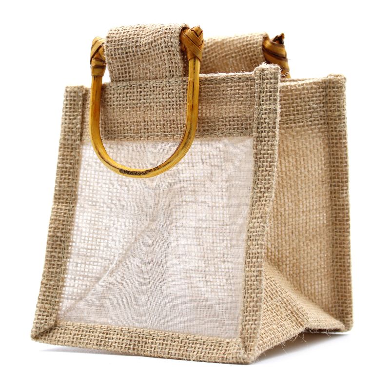 Pure Jute and Cotton Window Gift Bag - One Window Natural