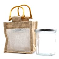 Pure Jute and Cotton Window Gift Bag - One Window Natural
