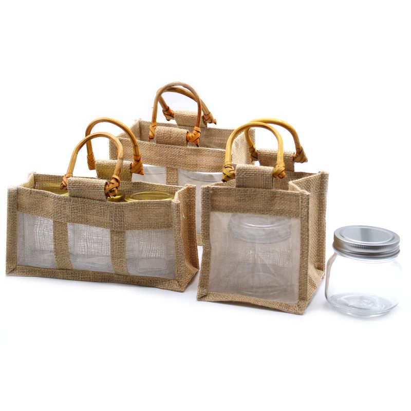 Pure Jute and Cotton Window Gift Bag - One Window Natural