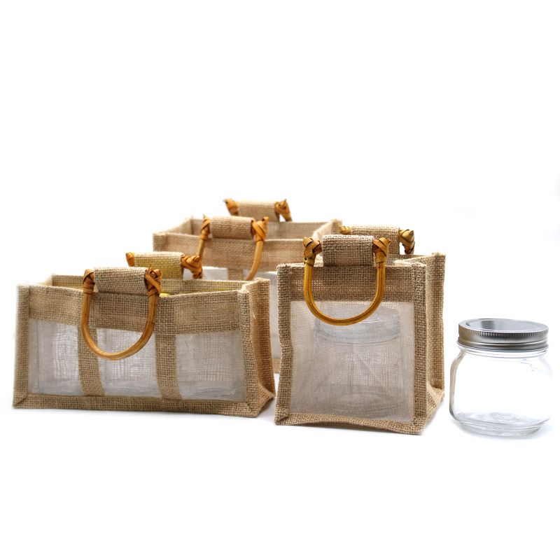 Pure Jute and Cotton Window Gift Bag - One Window Natural