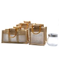 Pure Jute and Cotton Window Gift Bag - One Window Natural