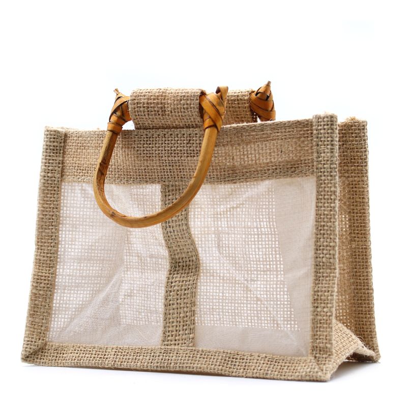 Pure Jute and Cotton Window Gift Bag - Two Windows Natural