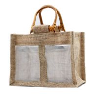 Pure Jute and Cotton Window Gift Bag - Two Windows Natural