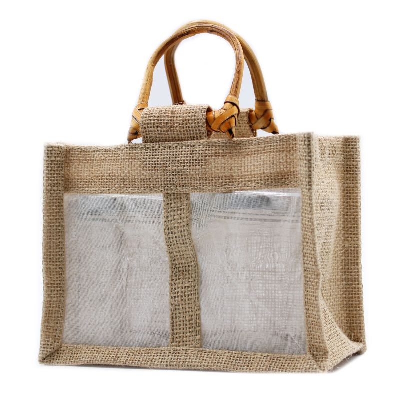Pure Jute and Cotton Window Gift Bag - Two Windows Natural
