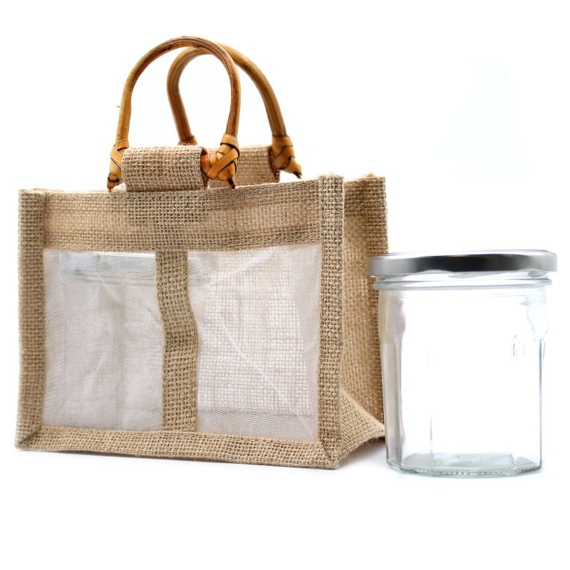 Pure Jute and Cotton Window Gift Bag - Two Windows Natural