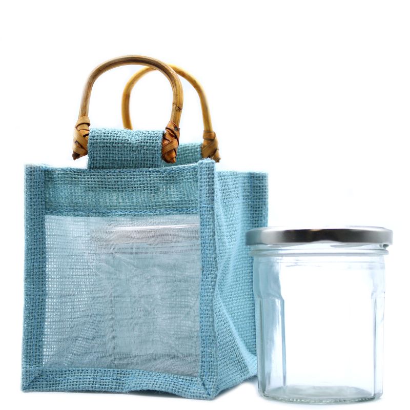Pure Jute and Cotton Window Gift Bag - One Window Teal