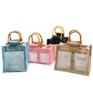 Pure Jute and Cotton Window Gift Bag - One Window Teal