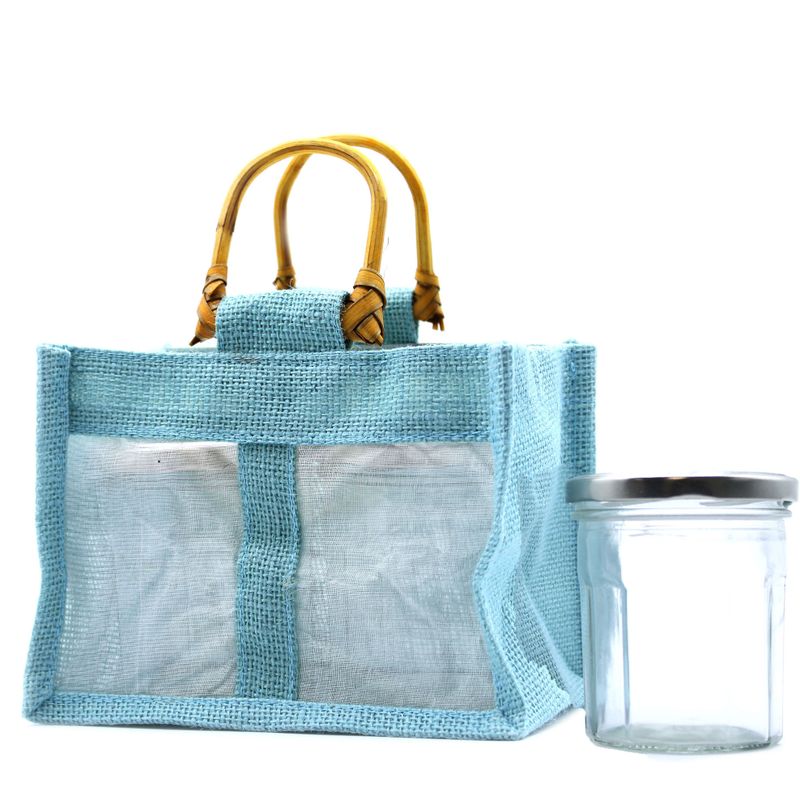 Pure Jute and Cotton Window Gift Bag - Two Windows Teal