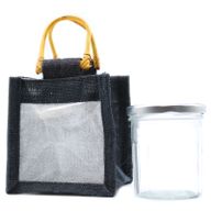 Pure Jute and Cotton Window Gift Bag - One Window Black