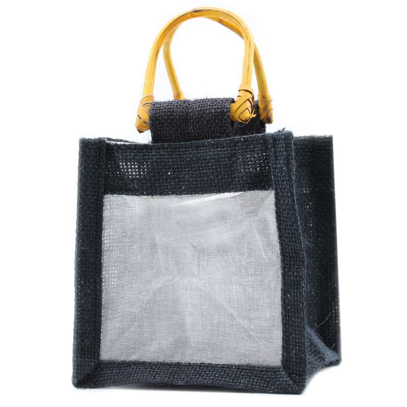 Pure Jute and Cotton Window Gift Bag - One Window Black