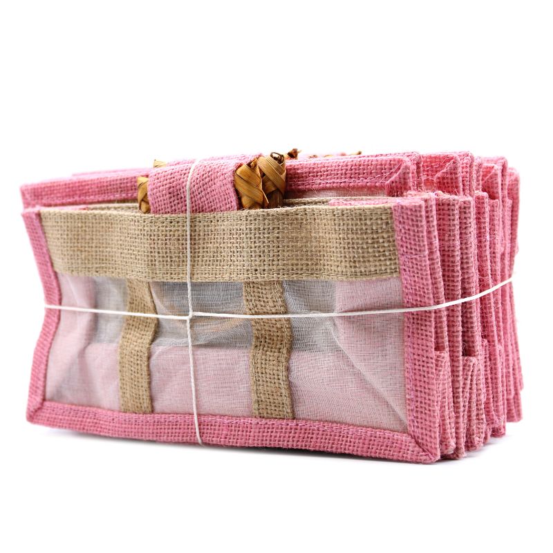 Pure Jute and Cotton Window Gift Bag - Three Windows Rose & Natural