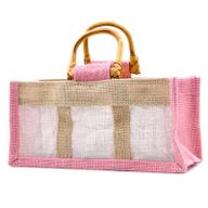 Pure Jute and Cotton Window Gift Bag - Three Windows Rose & Natural