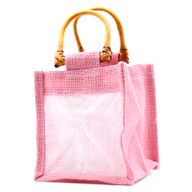 Pure Jute and Cotton Window Gift Bag - One Window Rose