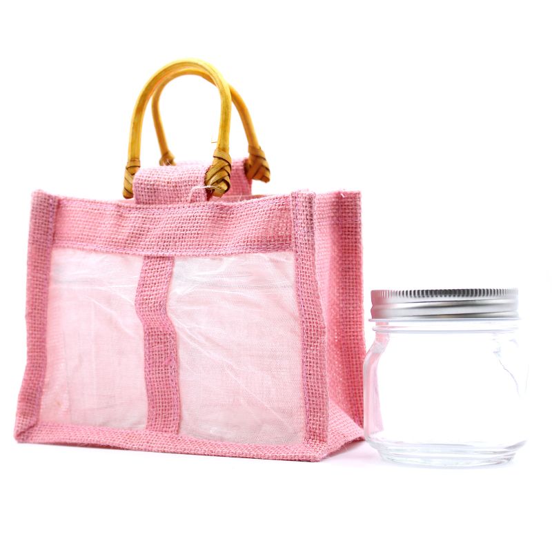 Pure Jute and Cotton Window Gift Bag - Two Windows Rose