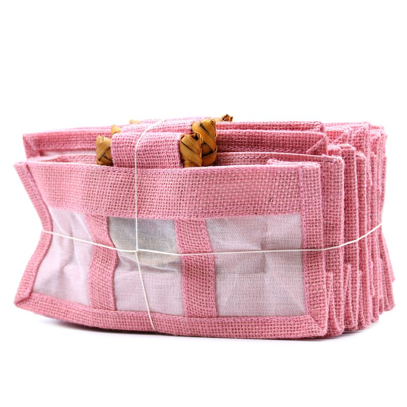 Pure Jute and Cotton Window Gift Bag - Three Windows Rose