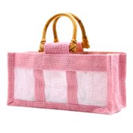 Pure Jute and Cotton Window Gift Bag - Three Windows Rose