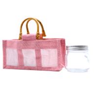 Pure Jute and Cotton Window Gift Bag - Three Windows Rose