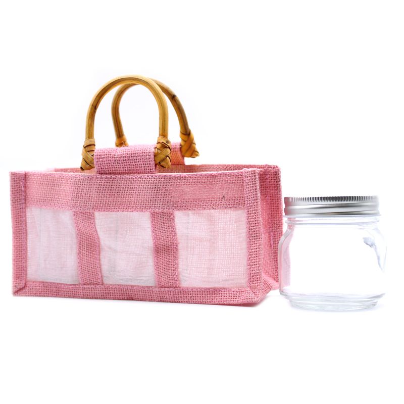 Pure Jute and Cotton Window Gift Bag - Three Windows Rose