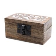 White Washed Wooden Box - 3x1.5 Pill Box Slavic Design