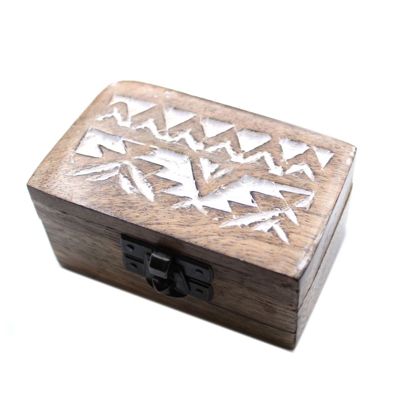 White Washed Wooden Box - 3x1.5 Pill Box Slavic Design