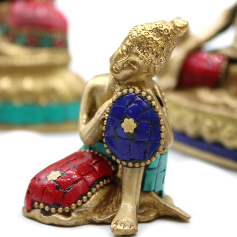Brass Buddha Figure - Lrg Head - 11.5 cm