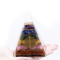 Orgonite Pyramid - Seven Chakra Flower of Life - 90 mm