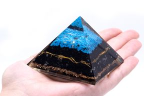 Orgonite Pyramid - Turquoise and Black Tourmaline - 70 mm