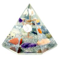 Orgonite 7 sided Pyramid - Gemstone Wisdom Tree - 90 mm