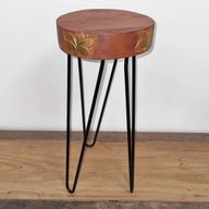 Albasia Wood Plant Stand - Terracotta & Gold Detail