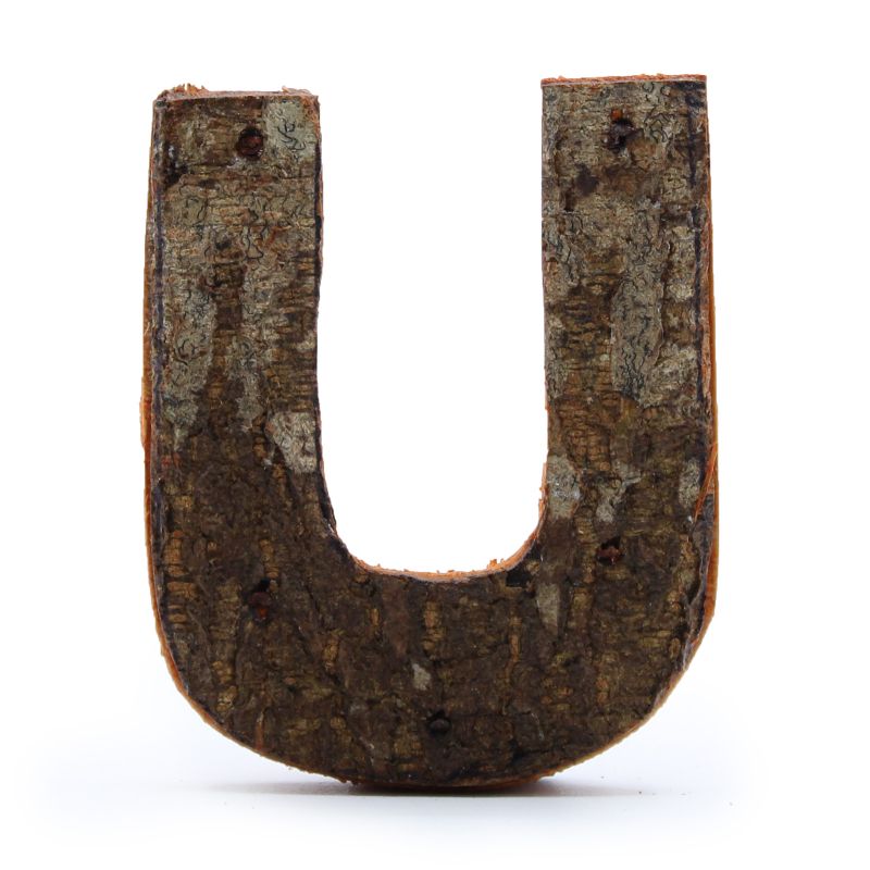 Rustic Bark Letter   - "U"  - 7cm