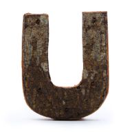 Rustic Bark Letter   - "U"  - 7cm