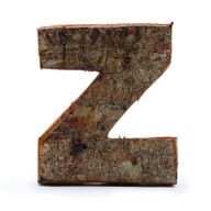 Rustic Bark Letter   - "Z"  - 7cm