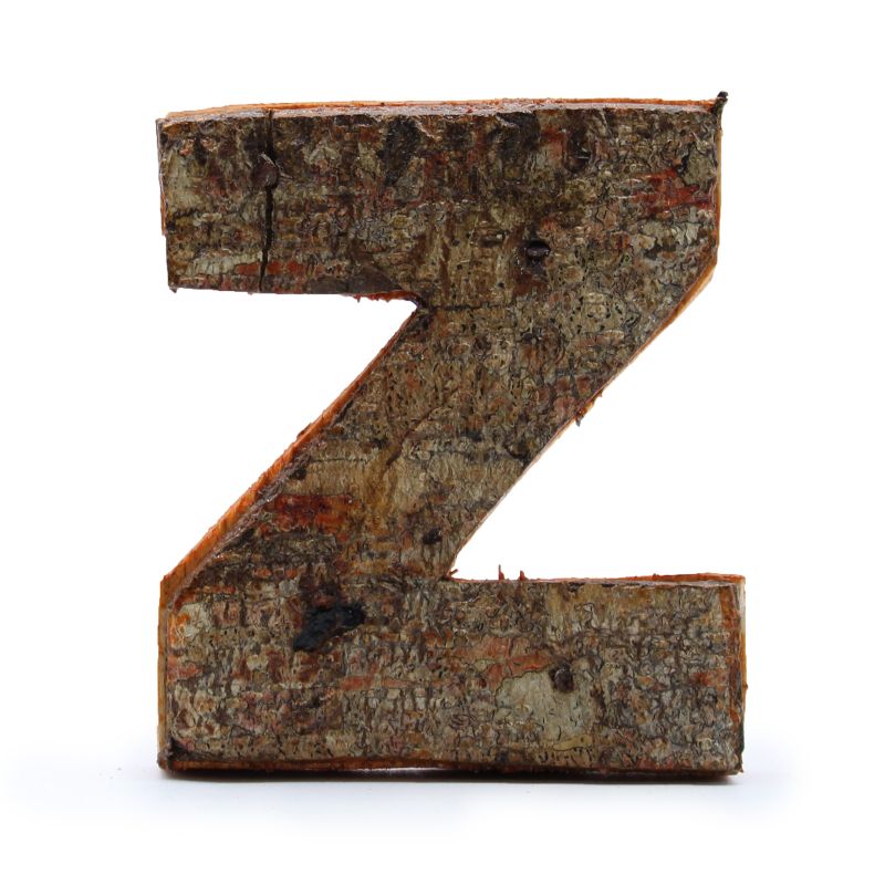 Rustic Bark Letter   - "Z"  - 7cm