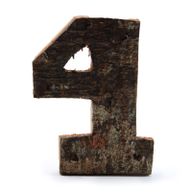 Rustic Bark Number - "4"  - 7cm