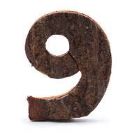 Rustic Bark Number - "9"  - 7cm